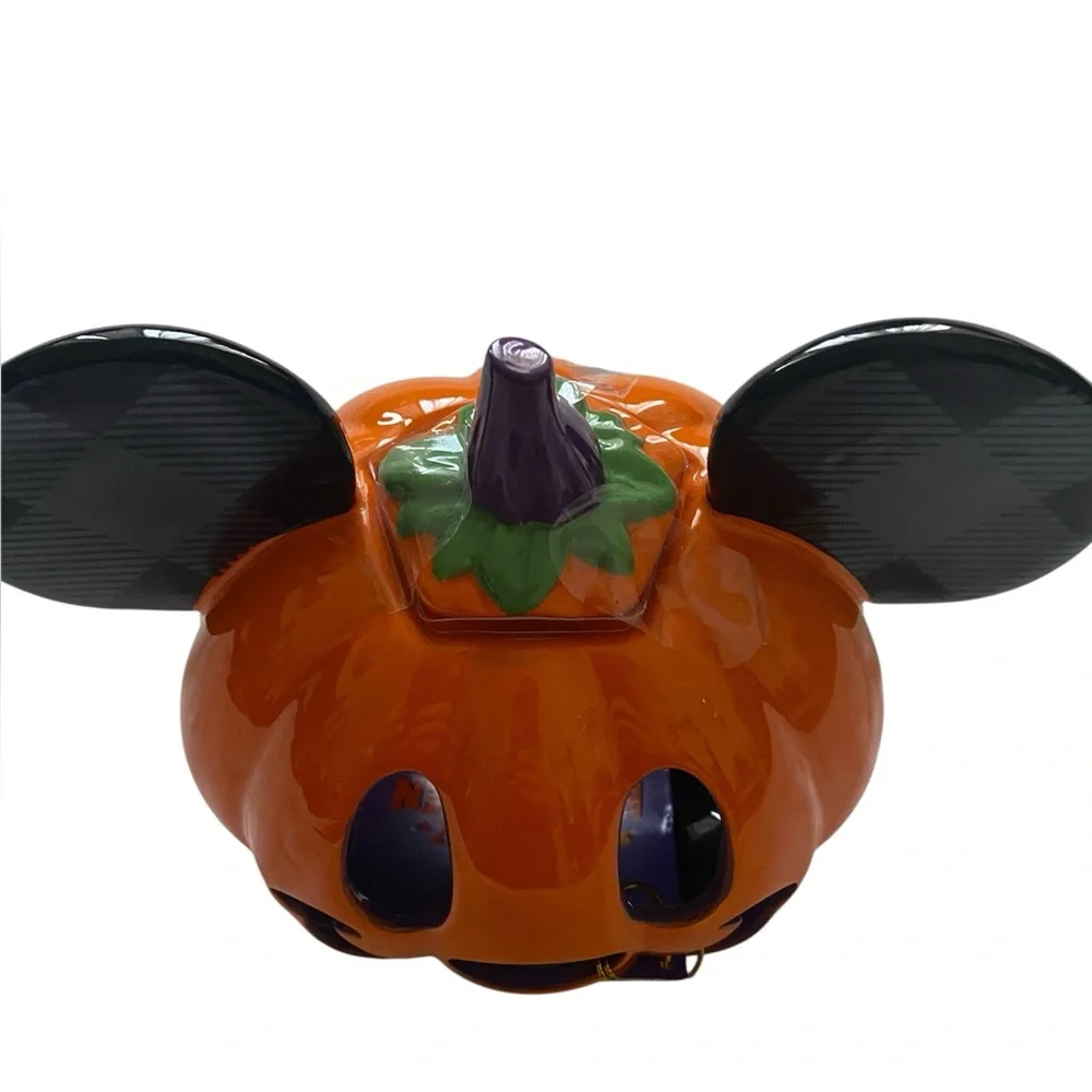NWT Halloween Mickey pumpkin candle holder